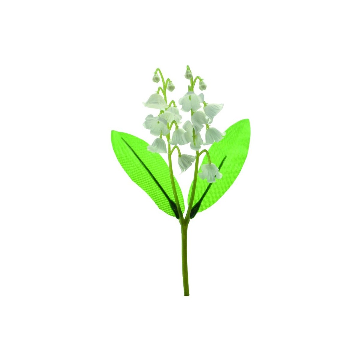 PIQUET MUGUET 2 BRANCHES 2 FEUILLES HT 15CM  PLASTIQUE 30 PCES