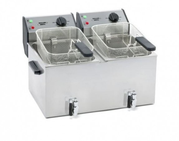 ROLLER GRILL FRITEUSE DOUBLE AVEC ROBINET 2X8L 