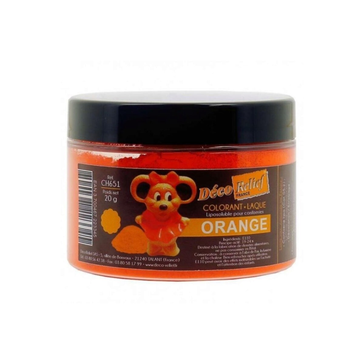 POEDER KLEURSTOF ORANJE VOOR CHOCOLADE 20GRPOT