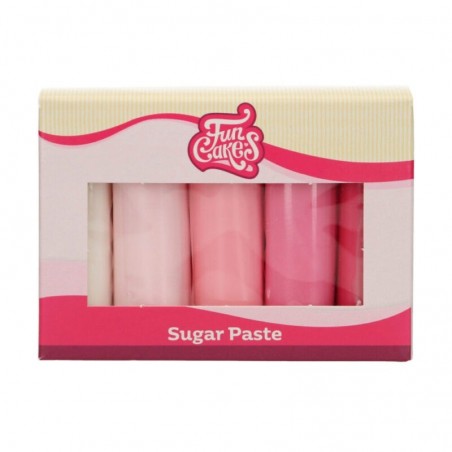 FUNCAKES PATE A SUCRE MULTIPACK PALETTE ROSE5X100GR