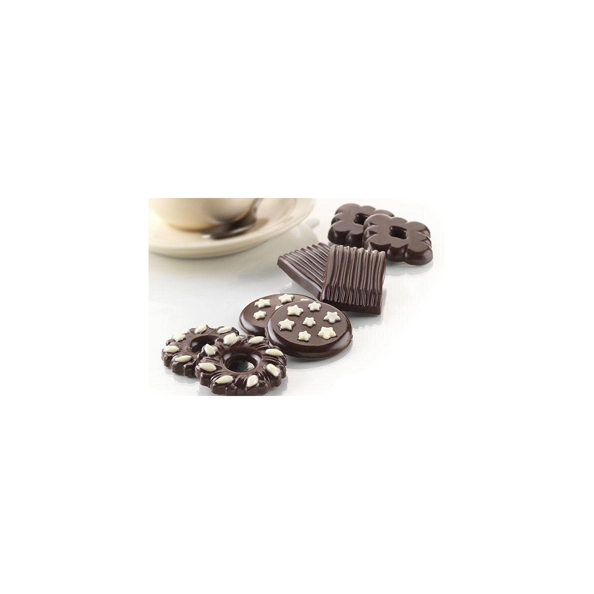 MOULE A PRALINE EN SILICONE BRUN BISCUIT SCG25