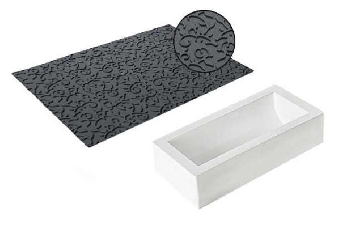 SILIKOMART KIT MOULE BUCHE +TAPIS RELIEF ARABESQUE 250 X 90 H 70MM VOLUME 1300ML