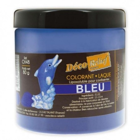 COLORANT LAQUE EN POUDRE POUR CHOCOLAT BLEU 80GRCH 48