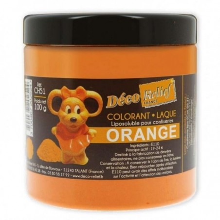 COLORANT LAQUE EN POUDRE POUR CHOCOLAT ORANGE100GR CH 51