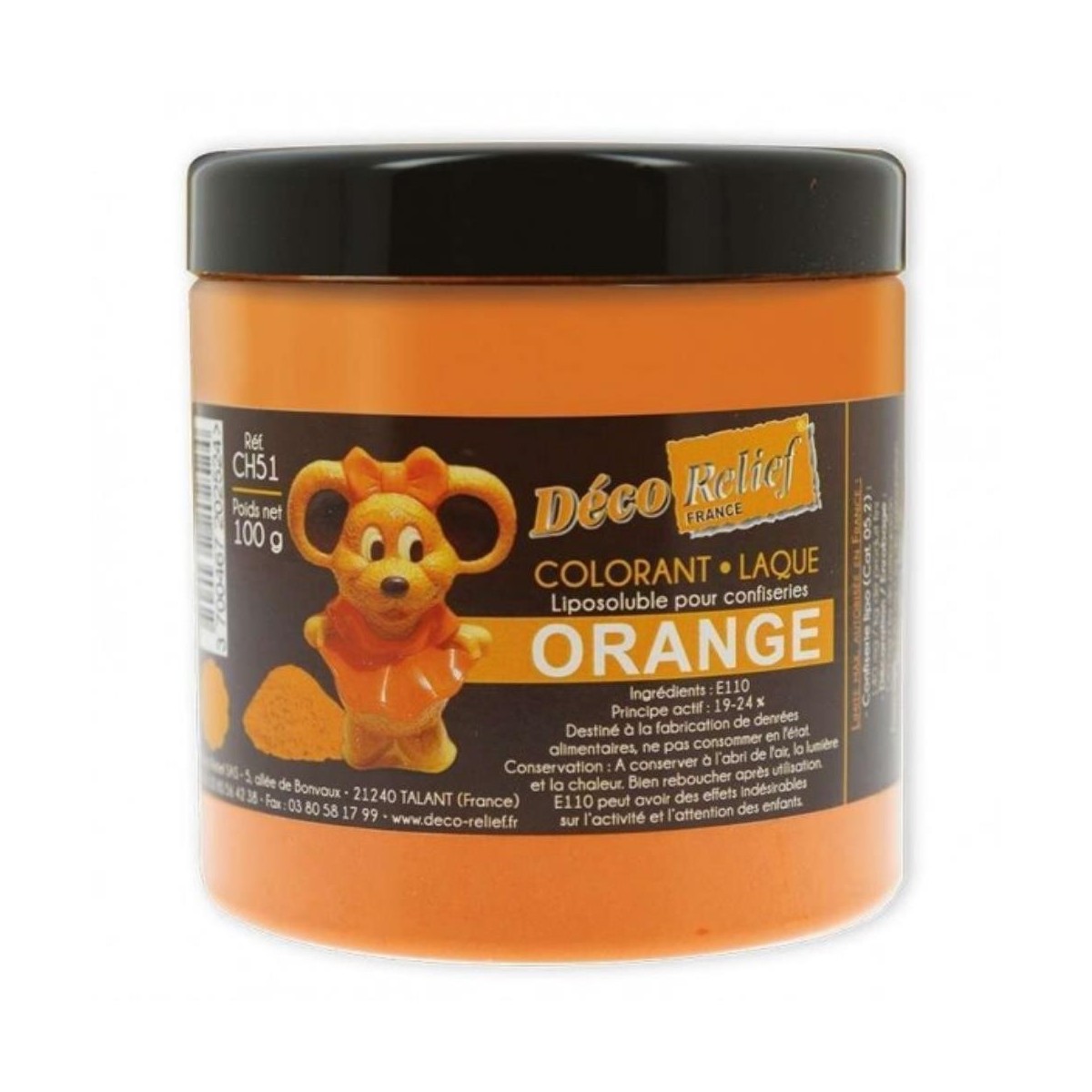 COLORANT LAQUE EN POUDRE POUR CHOCOLAT ORANGE100GR CH 51