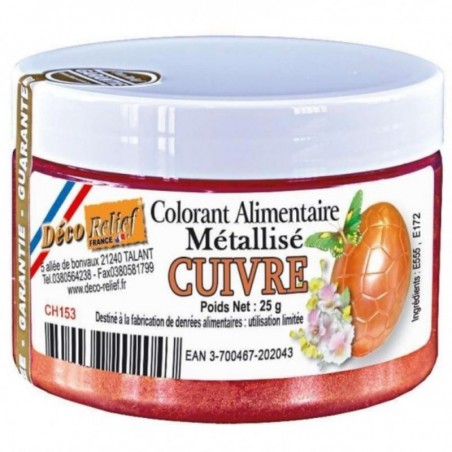 COLORANT ALIMENTAIRE EN POUDRE METALISE CUIVRE 25GR