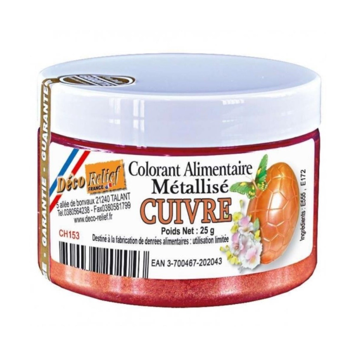 COLORANT ALIMENTAIRE EN POUDRE METALISE CUIVRE 25GR