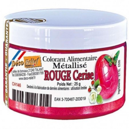 COLORANT ALIMENTAIRE EN POUDRE METALISE ROUGE CERISE 25 GR