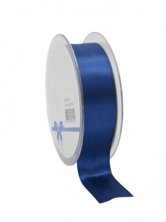 RUBAN DOUBLE FACE SATIN BLEU MARINE 25MM X 25M