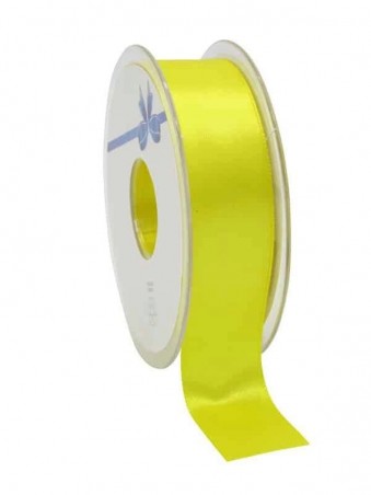 RUBAN DOUBLE FACE SATIN JAUNE 25MM X 25M