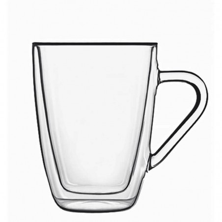 BORMIOLI GLAS MUG MET DUBBEL PIETEN 32CLSET VAN 2