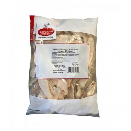 EMINCES  DE FILET  DE POULETS ROTIS 5MM IQF HALAL BACK EUROP 5X1KG