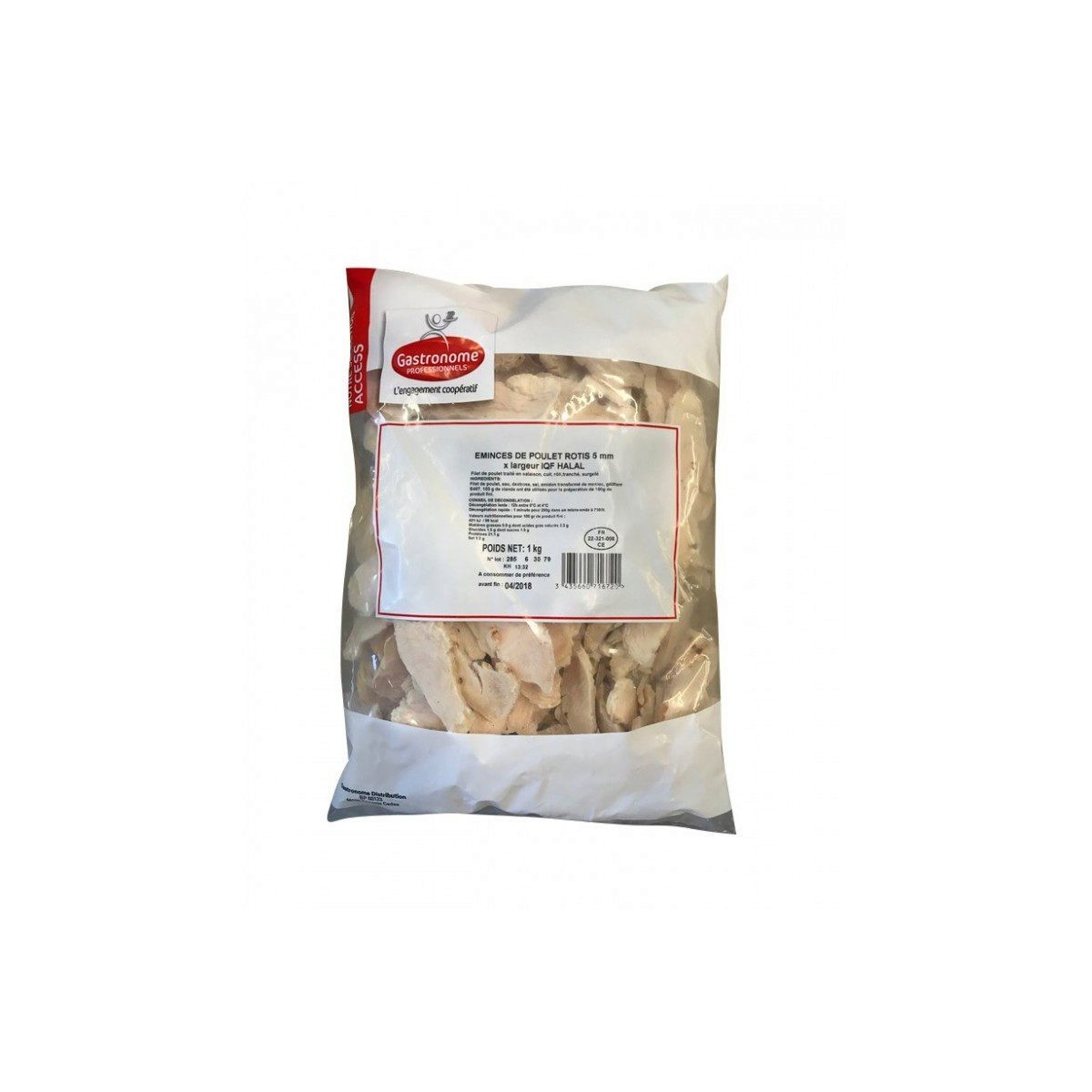 GASTRONOME 571672 ROASTED CHICKEN SLICES 5MM IQF 4X1KG  BAG