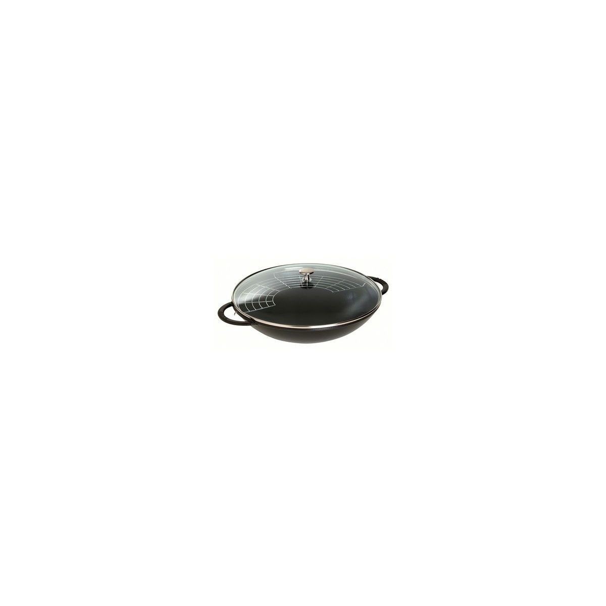 STAUB WOK NOIR 30CM A/COUVERCLE VERRE