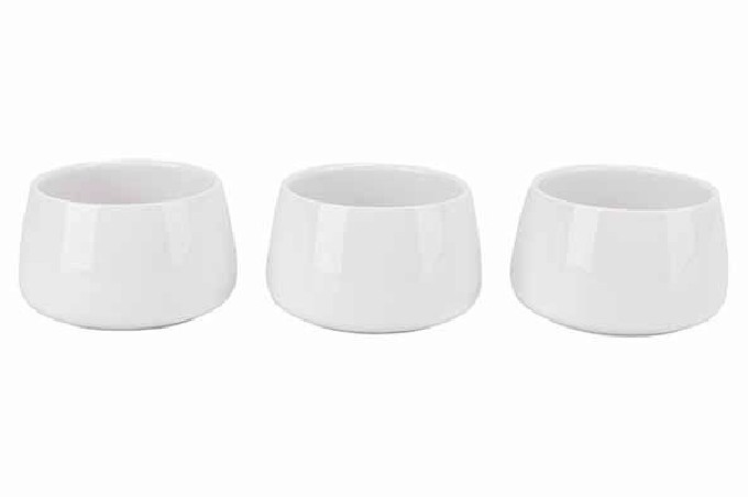 C&T TORRES SET 3 COUPELLES BOLS BLANC 9XH5.5CM PORCELAINE EMPILABLE