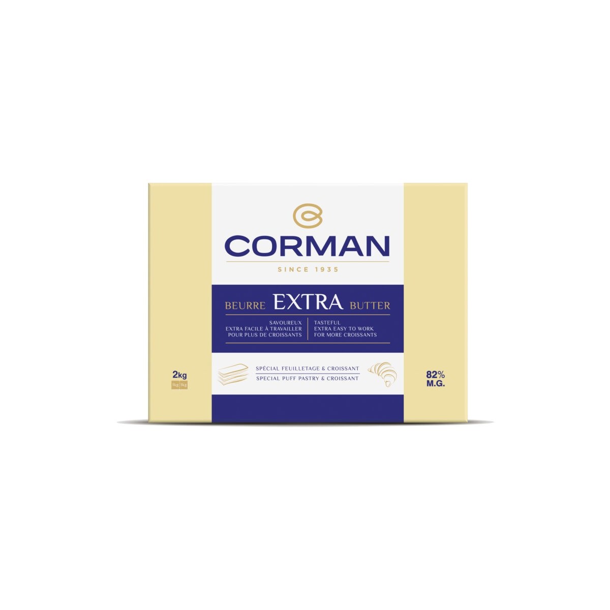 CORMAN BUTTER EXTRA 82% PUFF PASTRY & CROISSANT NEUTRAL 5 X 2KG 0029125 - 29777501  KG
