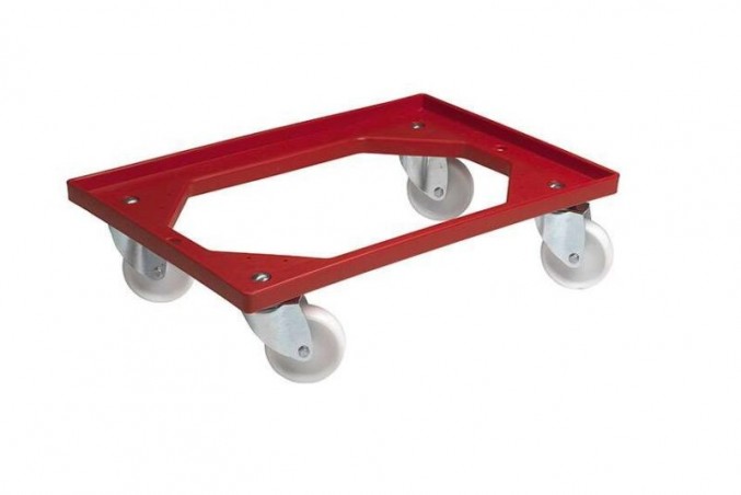 CHARIOT DOLLY ROUGE 60X40 ROUES POLYAMIDESFOURCHE GALVA