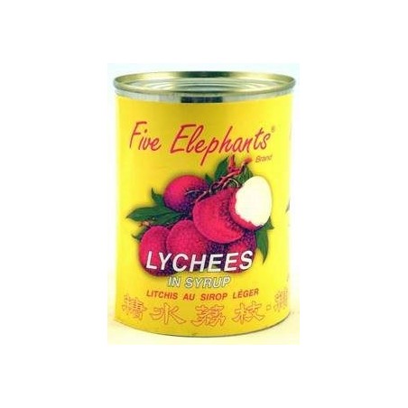LYCHEES IN LIGHT SYRUP FIVE ELEPHANTS 24 X 567GR ON/ORDER