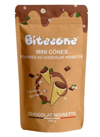 BITECONE MINI CONE FOURRE CHOCOLAT NOISETTE 12% 100GR