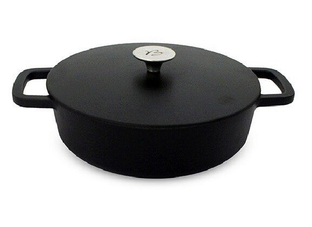 BAUMALU "BLACK DESIGN" COCOTTE FONTE RONDE 26CM3.2L BASSE