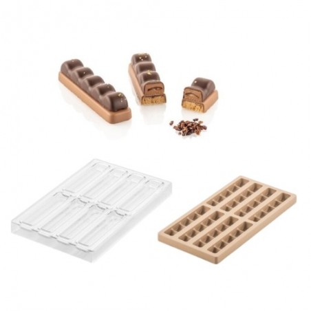 SILIKOMART MOULE A PRALINES TRITAN CH016 KIT BAR DUNA 12X2,5XH1CM + ICHB03 MOULE SILICONE