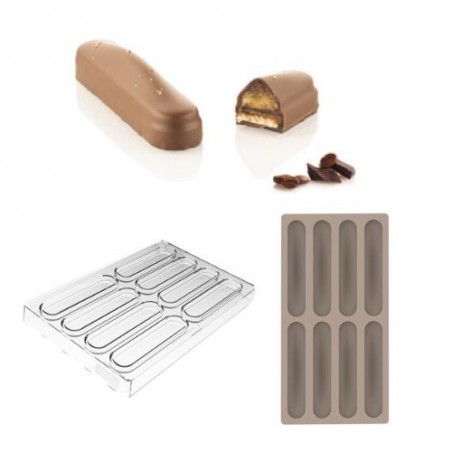 SILIKOMART MOULE A PRALINES TRITAN CH028 KIT BAR VULCANO 12X2,5XH1CM + ICHB06 MOULE SILICONE