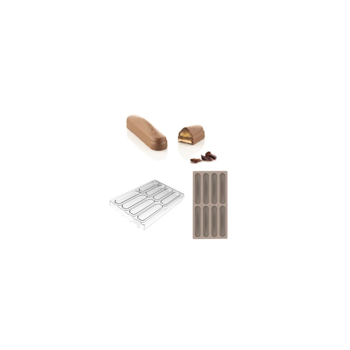 SILIKOMART MOULE A PRALINES TRITAN CH028 KIT BAR VULCANO 12X2,5XH1CM + ICHB06 MOULE SILICONE