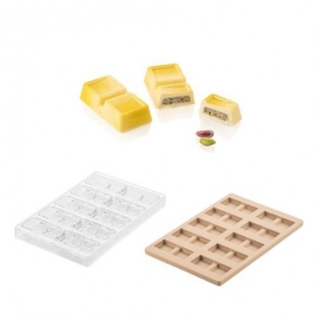 SILIKOMART PRALINE MOULD TRITAN CH022 KIT BLOCCO B 7,5X3,8XH1,6CM + ICH022 SILICONE MOULD