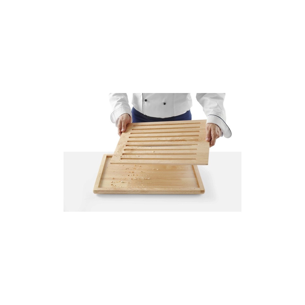 PLANCHE A PAIN BOIS 47.5X32.2CM A/GRILLE AMOVIBLE PIEDS ANTIDERAP ANTS