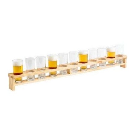 C&T METRE DE 11 VERRES BIERE 22CL EN PIN VERNIS