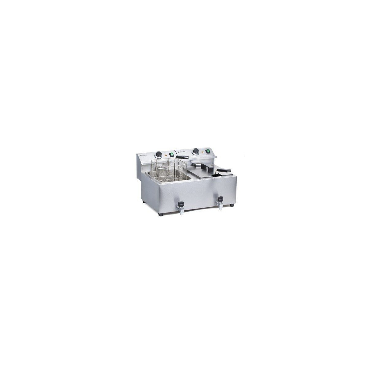 INOX FRITEUSE MASTERCOOK 18/0 2X8L 60X51X35CM 2X3500W MET AFVOERKRAANSTUK