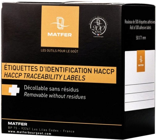 MATFER ETIQUETTES HYDROSOLUBLES HACCP 250P BOITE DISTRIBUTRICE