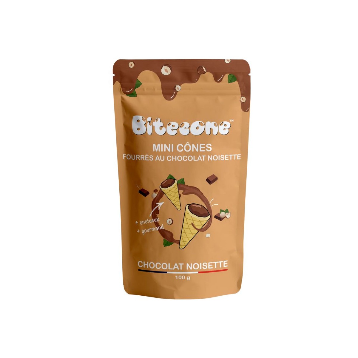 BITECONE MINI CONE FOURRE CHOCOLAT NOISETTE 12% 100GR