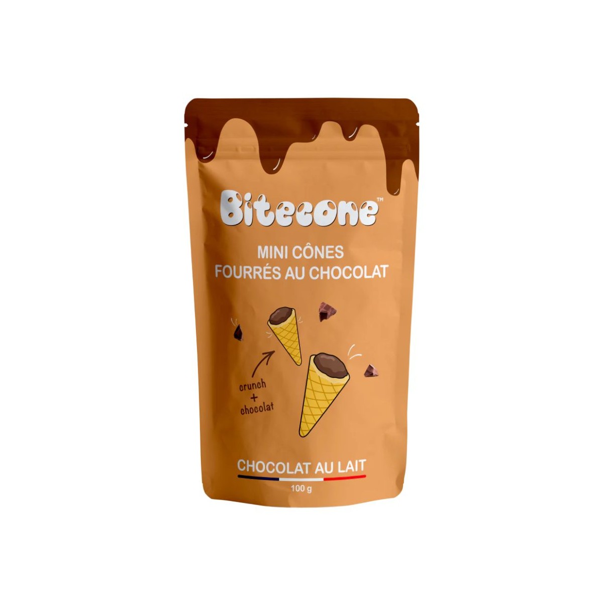 BITECONE MINI CONE FOURRE AU CHOCOLAT AU LAIT 31%  100GR