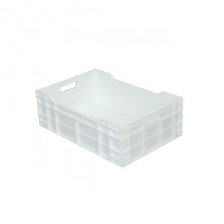 WHITE FULL CRATE 60X40CM 40L WITH HANDLES

