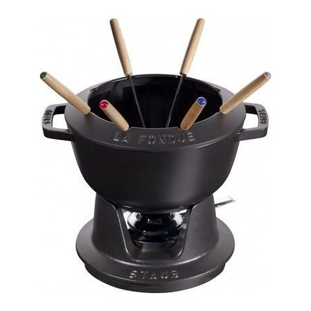 STAUB SET A FONDUE RONDE NOIR  20CM -1.75L