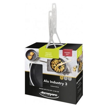 DEMEYERE ALU PLUS 3 CERAFORCE SET 2 POELES 24+28CM