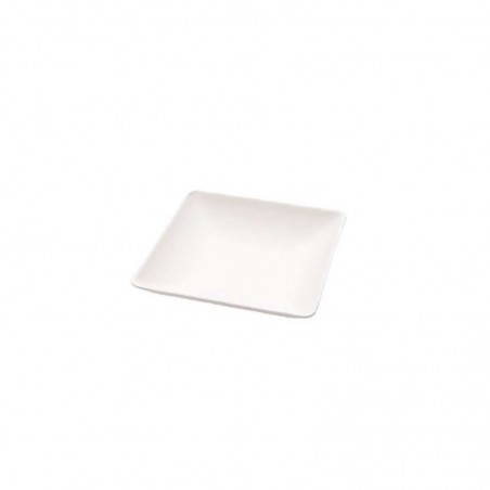 WHITE SUGARCANE PULP PLATE 6.5X6.5CM 50PCS