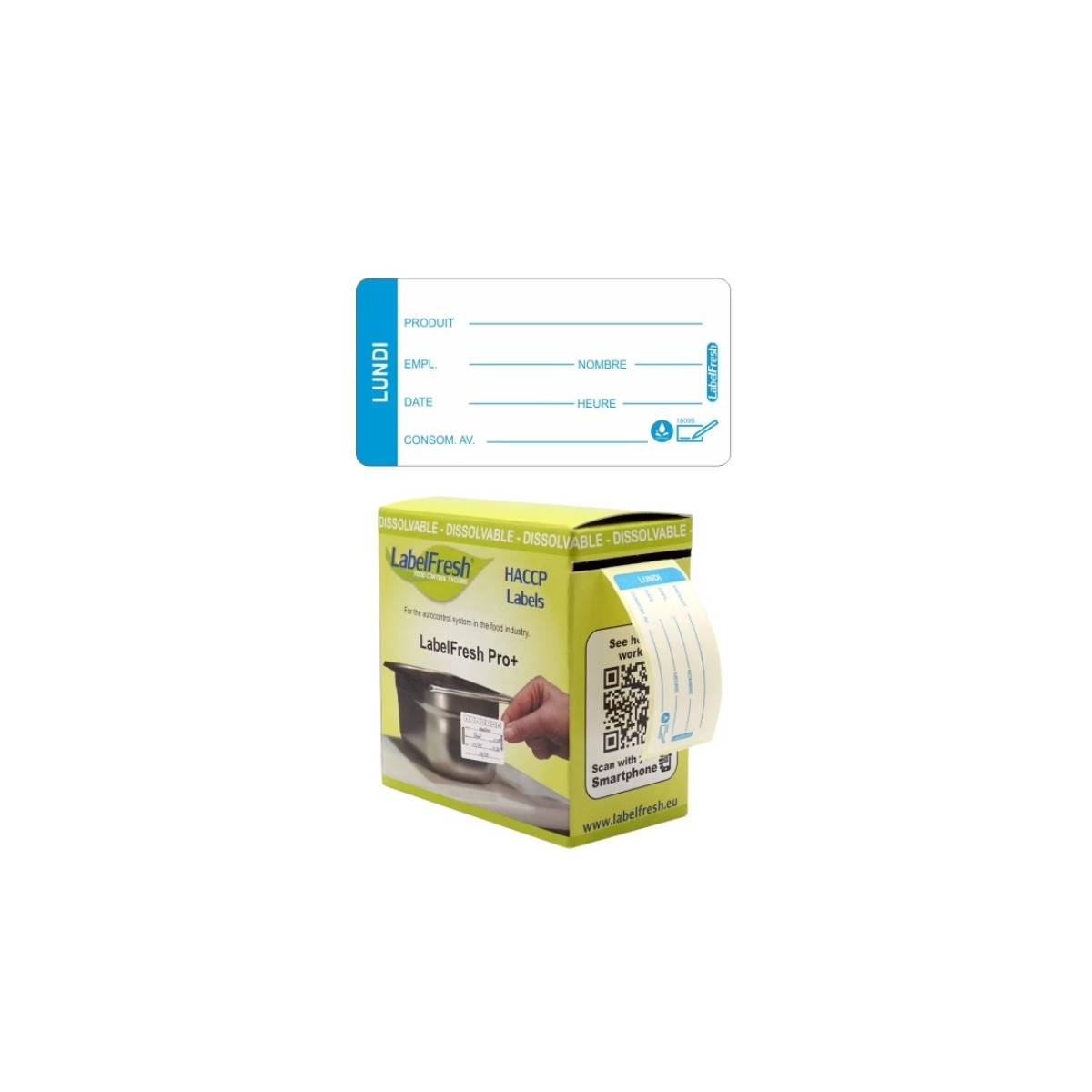 LABELFRESH PRO 250 WATER-SOLUBLE LABELS 3X6CM MONDAY