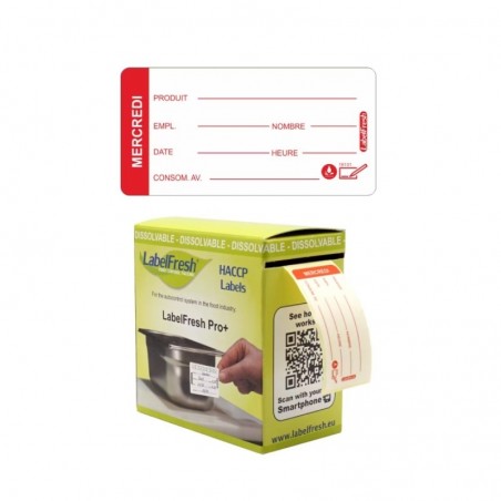 LABELFRESH PRO 250 WATEROPLOSBARE ETIKETTEN 3X6CM WOENSDAG






