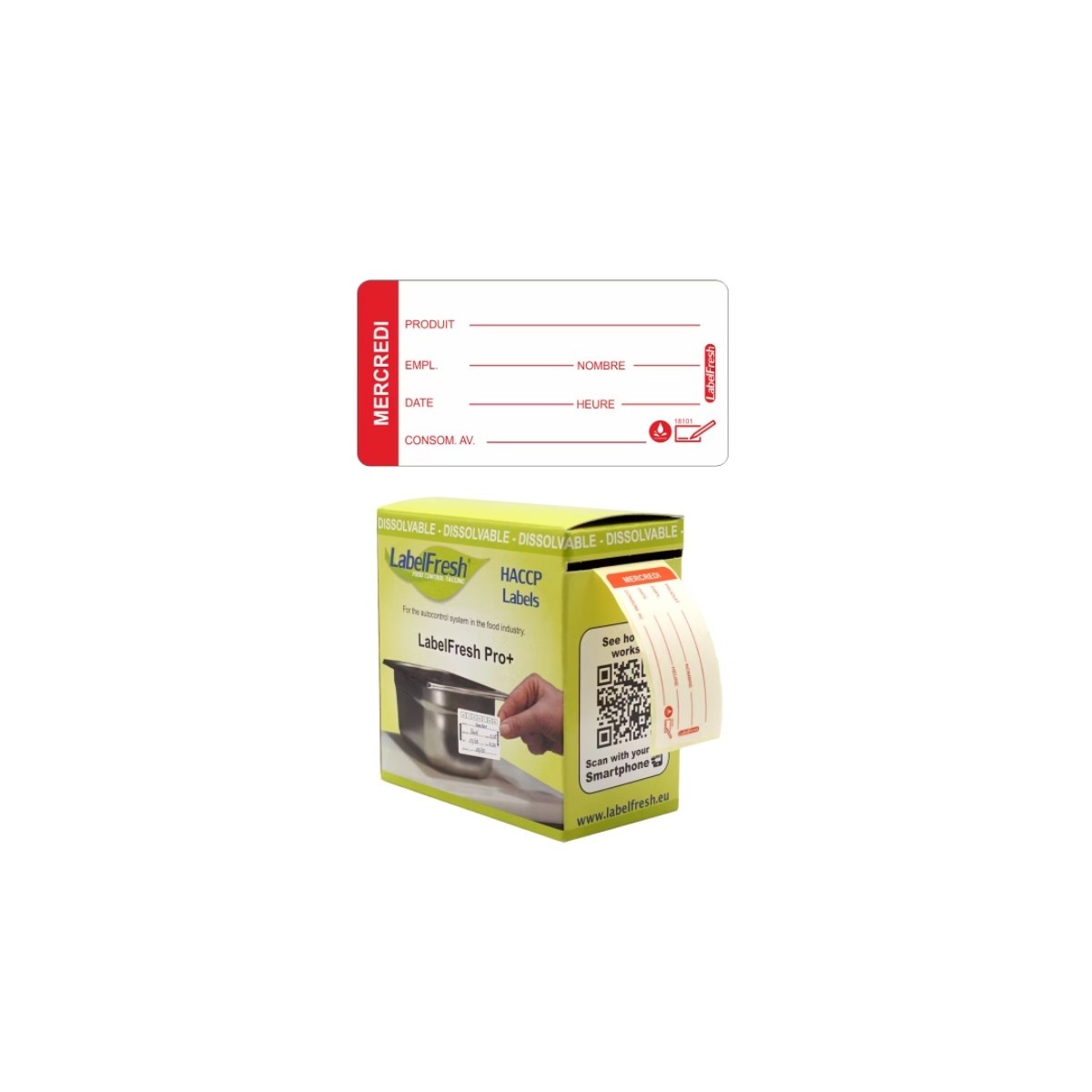 LABELFRESH PRO 250 ETIQUETTES HYDROSOLUBLES 3X6CM MERCREDI