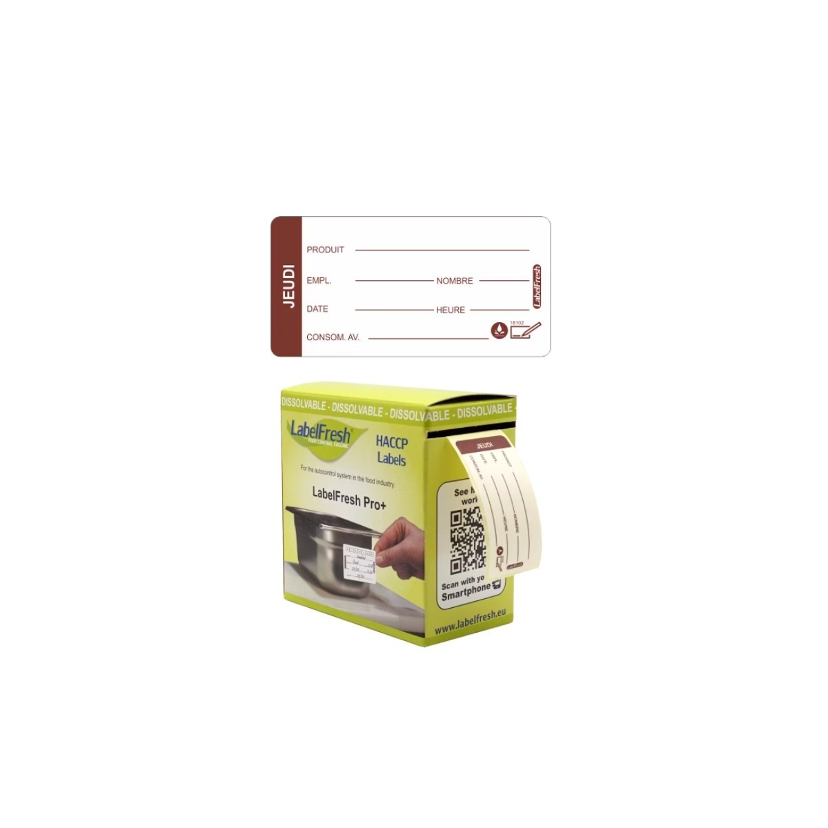 LABELFRESH PRO 250 WATER-SOLUBLE LABELS 3X6CM THURSDAY