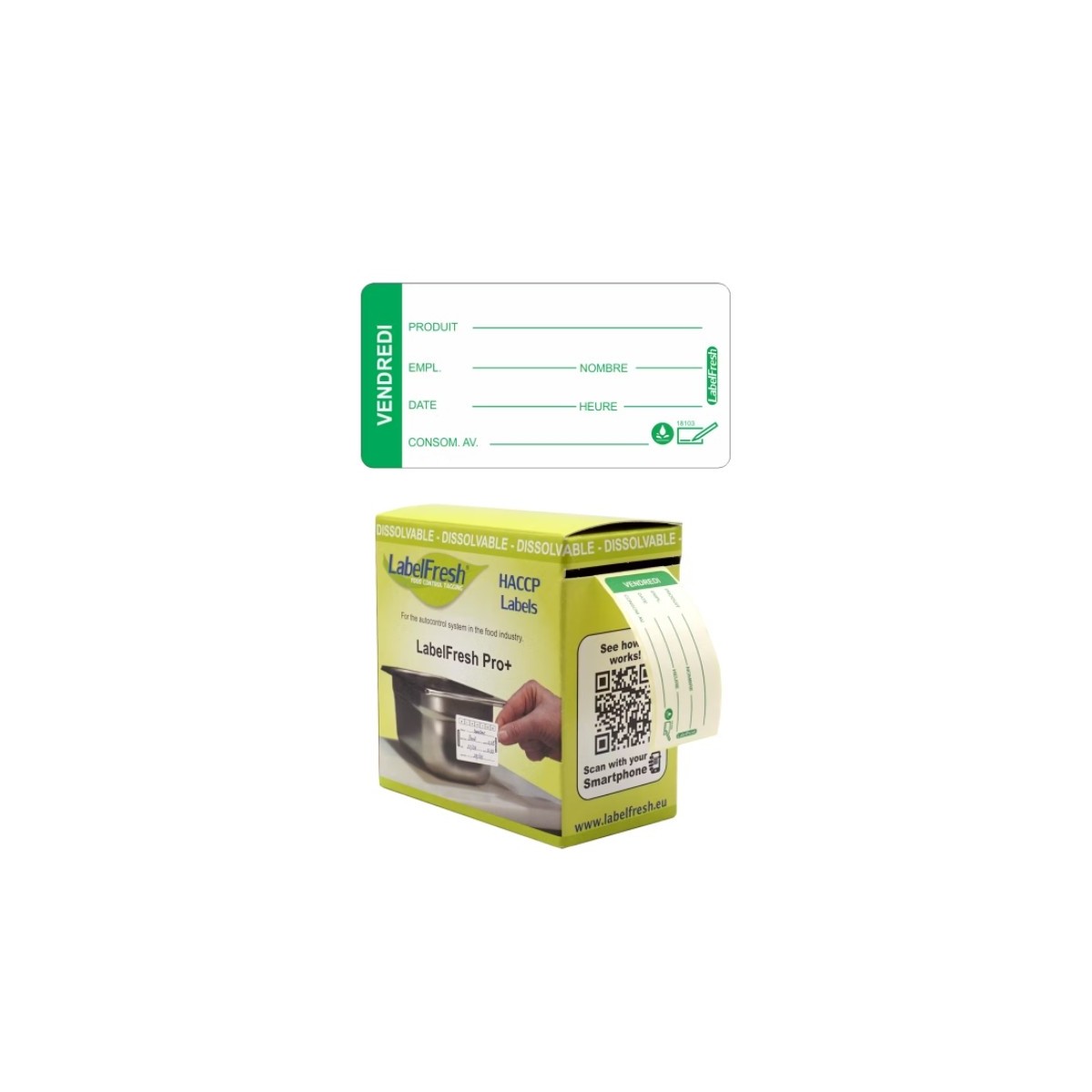 LABELFRESH PRO 250 WATER-SOLUBLE LABELS 3X6CM FRIDAY