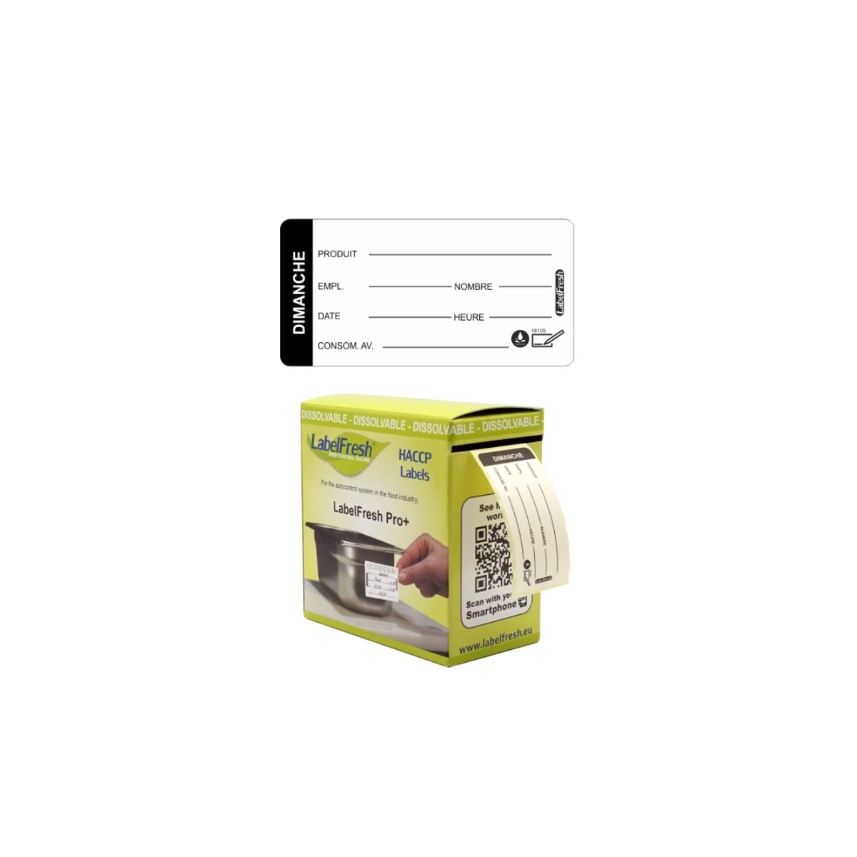 LABELFRESH PRO 250 WATEROPLOSBARE ETIKETTEN 3X6CM ZONDAG