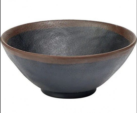 APS MARONE ROUND MELAMINE SALAD BOWL 14XH6CM -0.3L BLACK BROWN EDGE