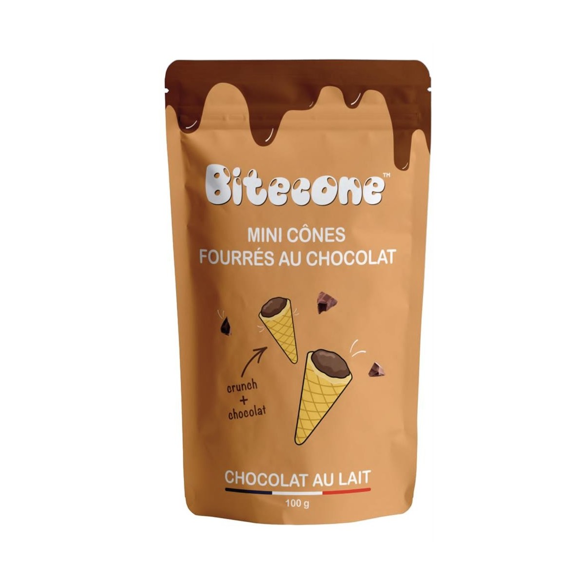 BITECONE MINI CONE FOURRE AU CHOCOLAT AU LAIT 31%  100GR