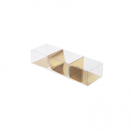 BOITE PVC + INSERT OR POUR 3 MACARONS 130X42X26MM CARTON DE 100 PCES