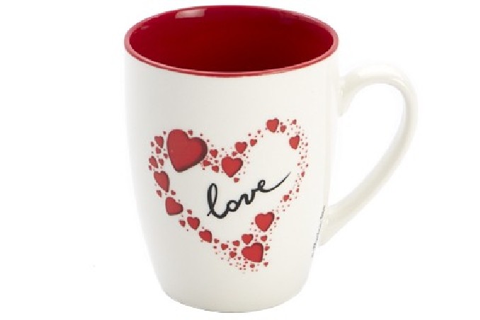 MUG LOVE IN A HEART Ø8,5CM H10,5CM