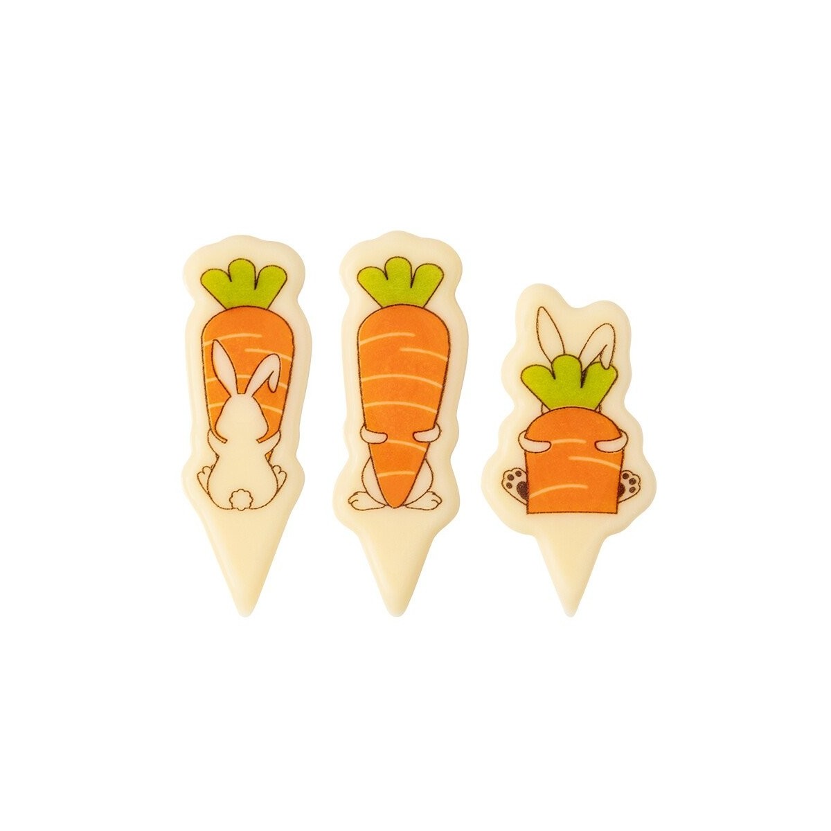 2000680 SET OF THREE BUNNIES WITH CARROTS 3 CM 120PCS ON/ORDER